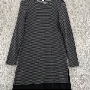 Striped Black and Gray Long Sleeve Dress